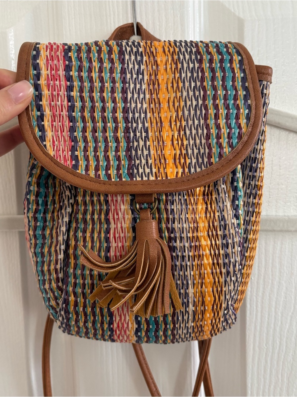 Earthbound Multicolor Woven Tassel Mini Backpack